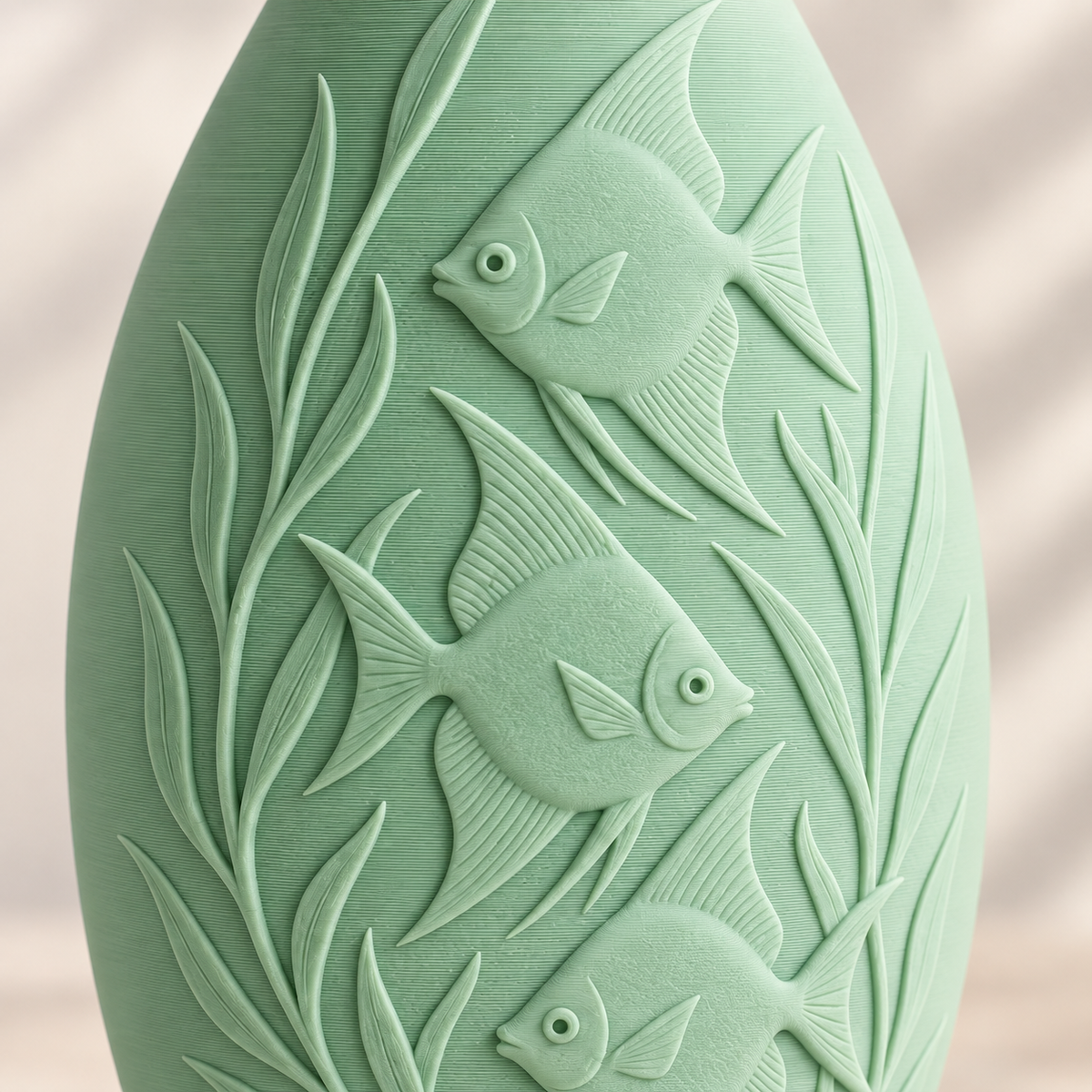 Fish Relief Vase – texture detail