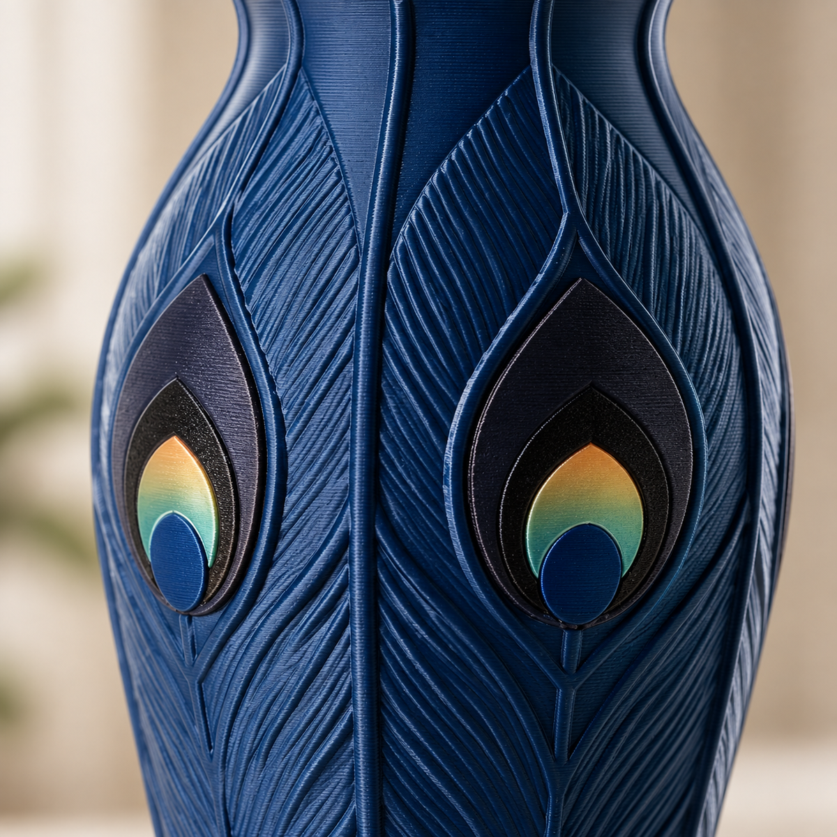 Peacock Feather Vase – texture detail