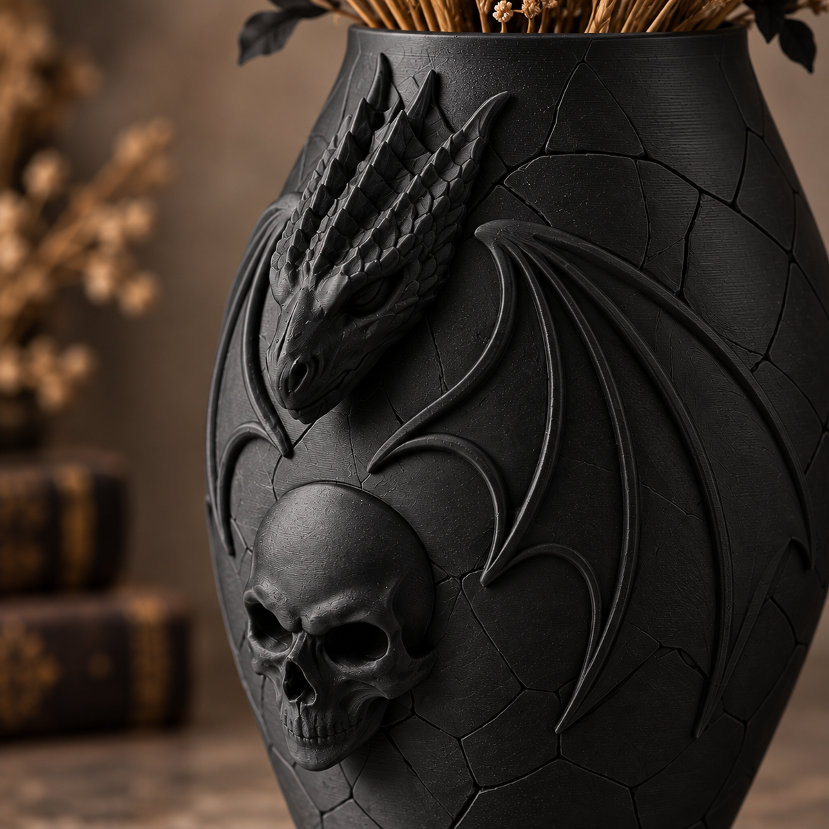 Dragon Skull Vase – texture detail