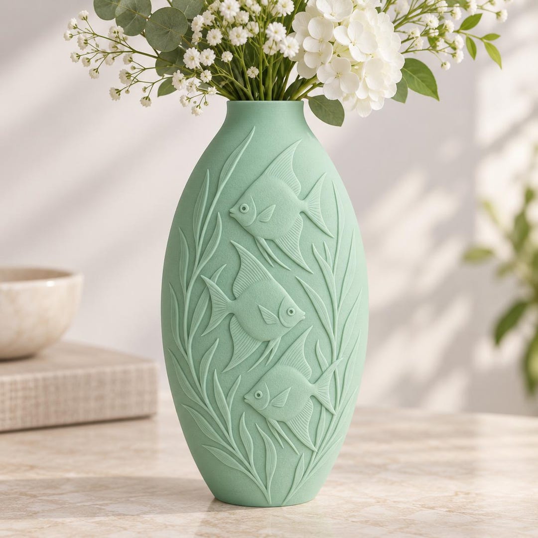 Fish Relief Vase